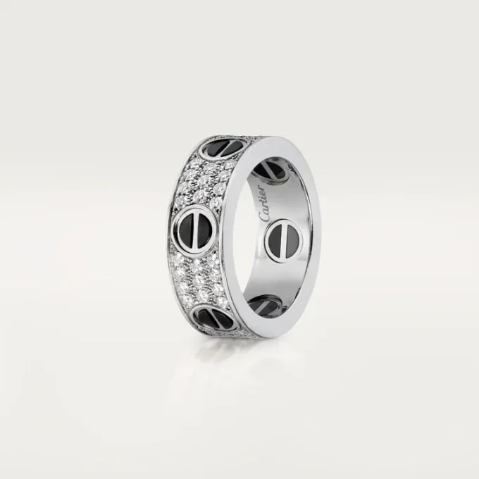 Love Ring, Diamond-Paved, Ceramic – White Gold, Ceramic, Diamonds – Cartier