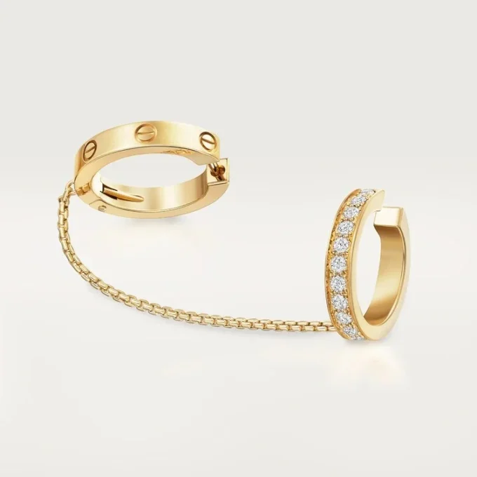 Love Single Earrings, Multiwear, Half-Paved Love Single Earrings, Multiwear, Half-Paved