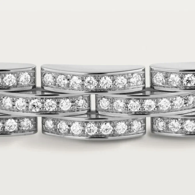 Maillon Panthere Bracelet, Triple Row, Paved