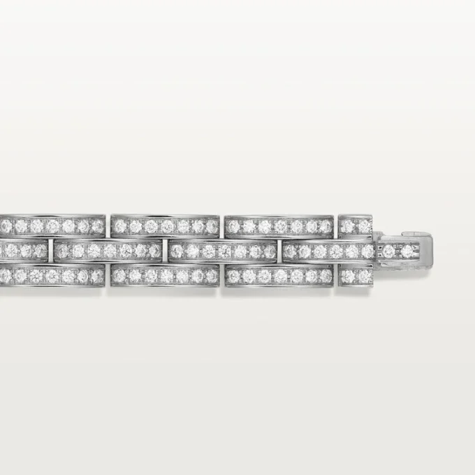 Maillon Panthere Bracelet, Triple Row, Paved