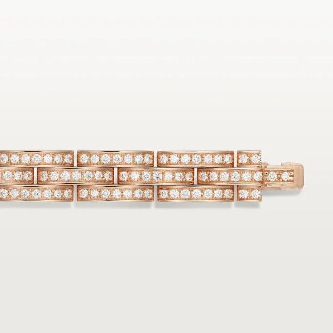 Maillon Panthere Bracelet, Triple Row, Paved
