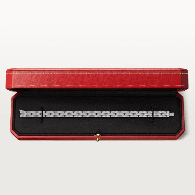 Maillon Panthere Bracelet, Triple Row, Paved