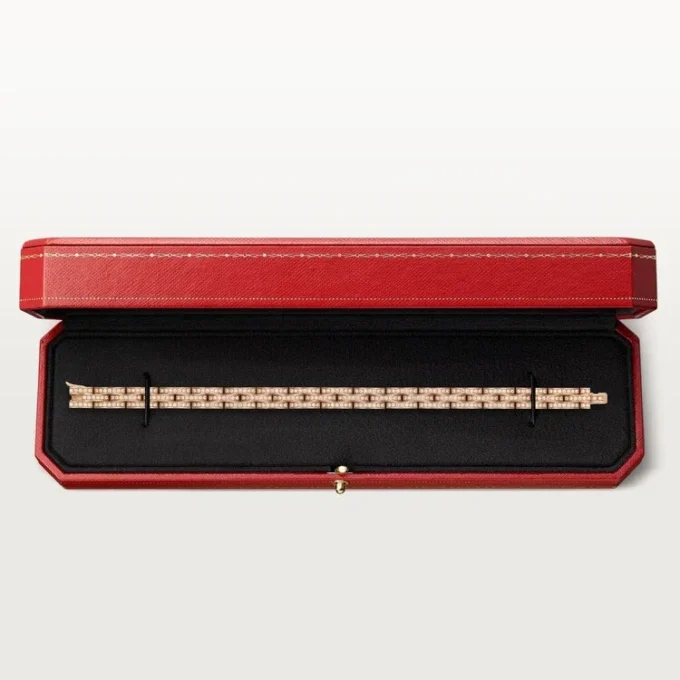 Maillon Panthere Bracelet, Triple Row, Paved