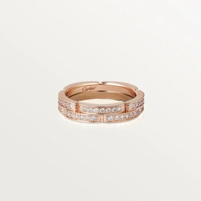Maillon Panthere Thin Wedding Band, 2 Half Diamond-Paved Rows – Pink Gold, Diamonds – Cartier Maillon Panthere Thin Wedding Band, 2 Half Diamond-Paved Rows – Pink Gold, Diamonds – Cartier