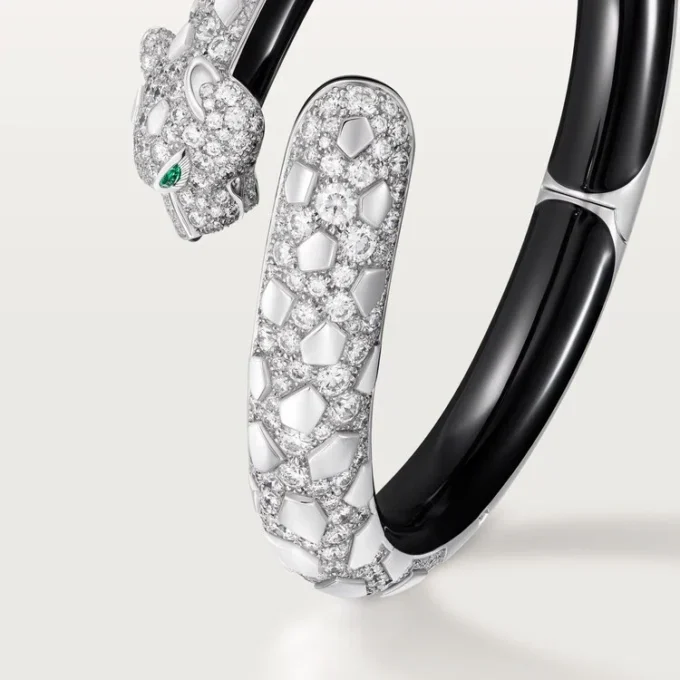 Panthere De Cartier Bracelet, Black Lacquer, Paved
