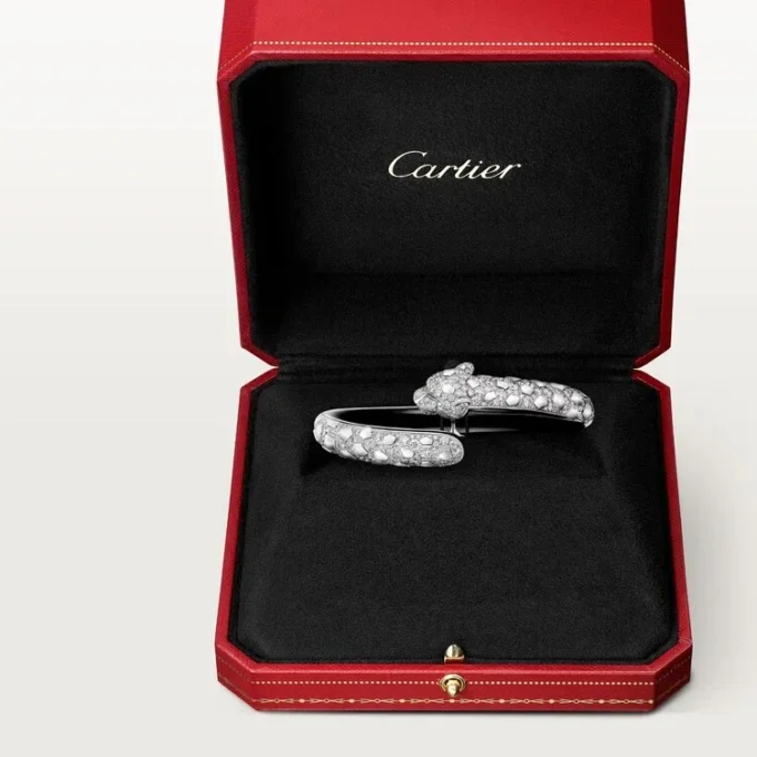 Panthere De Cartier Bracelet, Black Lacquer, Paved