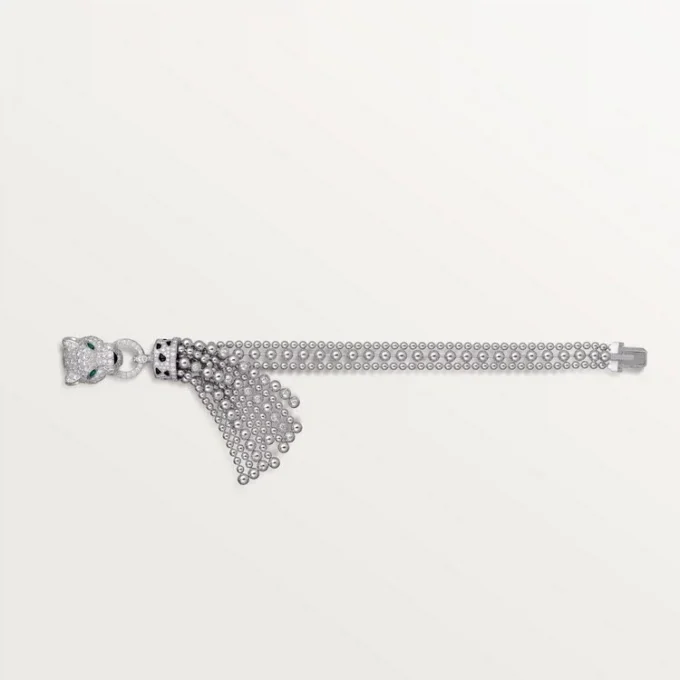 Panthere De Cartier Bracelet, on Chain, Half-Paved