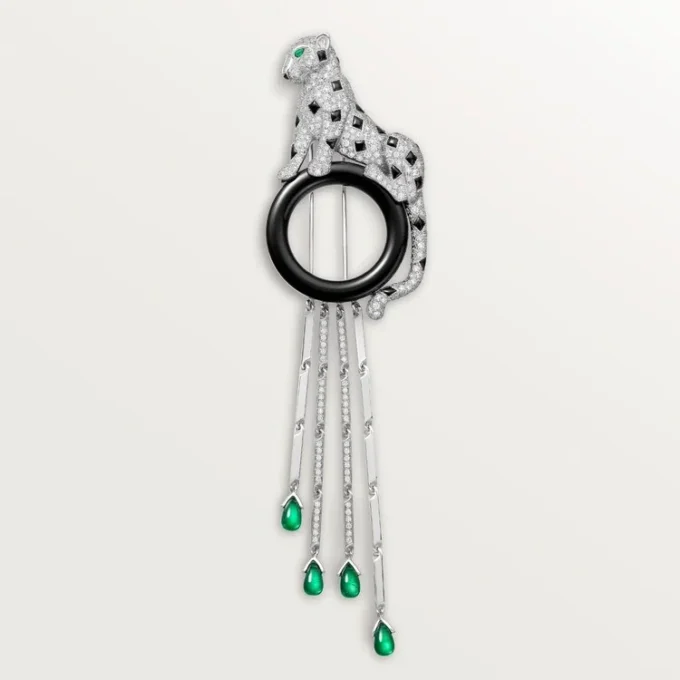 Panthere De Cartier Brooch – White Gold, Emeralds, Onyx, Diamonds – Cartier