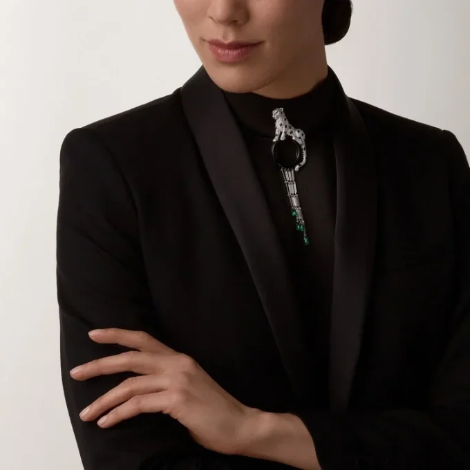 Panthere De Cartier Brooch – White Gold, Emeralds, Onyx, Diamonds – Cartier
