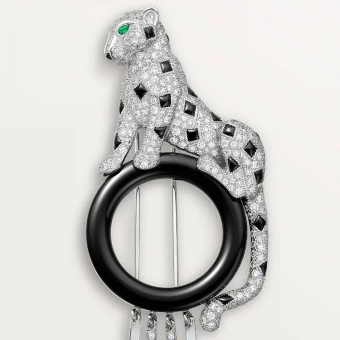 Panthere De Cartier Brooch – White Gold, Emeralds, Onyx, Diamonds – Cartier