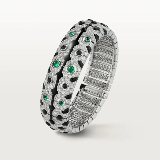 Panthere De Cartier Cuff, Emerald, Paved Panthere De Cartier Cuff, Emerald, Paved