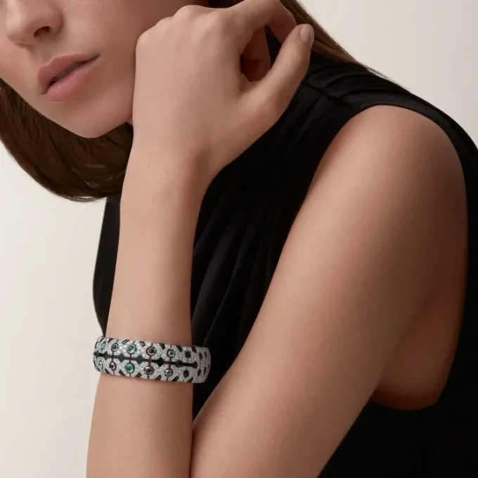 Panthere De Cartier Cuff, Emerald, Paved Panthere De Cartier Cuff, Emerald, Paved