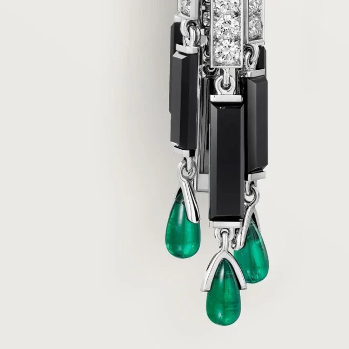 Panthere De Cartier Earrings, Emeralds, Paved Panthere De Cartier Earrings, Emeralds, Paved