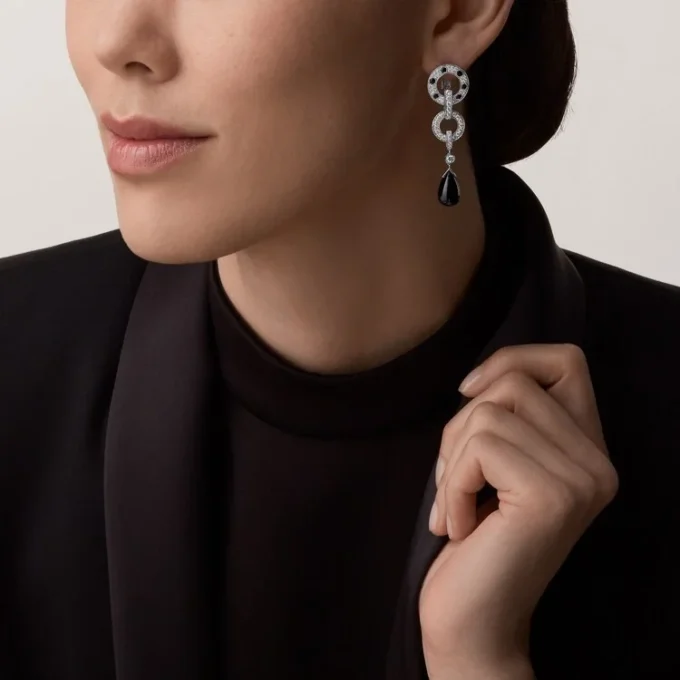 Panthere De Cartier Earrings, Paved Panthere De Cartier Earrings, Paved