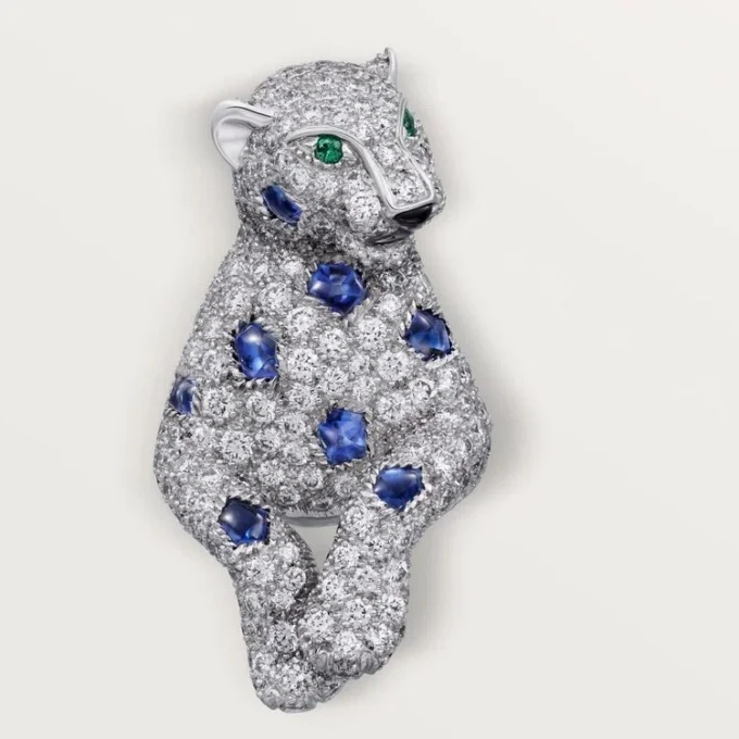 Panthere De Cartier Earrings, Sapphires, Paved Panthere De Cartier Earrings, Sapphires, Paved