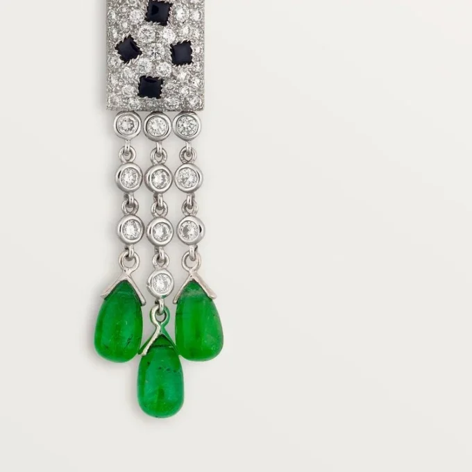 Panthere De Cartier Earrings – White Gold, Emeralds, Onyx, Diamonds – Cartier Panthere De Cartier Earrings – White Gold, Emeralds, Onyx, Diamonds – Cartier
