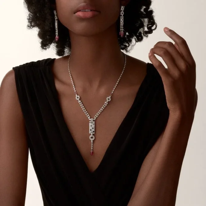 Panthere De Cartier Necklace, Rubellite, Paved Panthere De Cartier Necklace, Rubellite, Paved