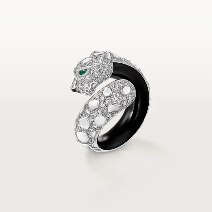 Panthere De Cartier Ring, Black Lacquer, Paved Panthere De Cartier Ring, Black Lacquer, Paved