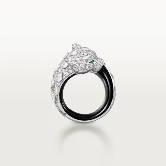 Panthere De Cartier Ring, Black Lacquer, Paved Panthere De Cartier Ring, Black Lacquer, Paved