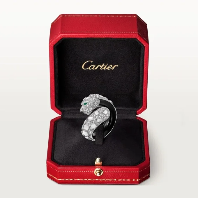 Panthere De Cartier Ring, Black Lacquer, Paved Panthere De Cartier Ring, Black Lacquer, Paved