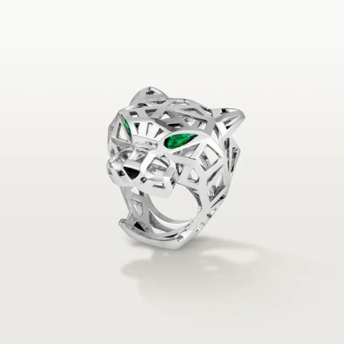 Panthere De Cartier Ring – Non-Rhodiumized White Gold, Tsavorite Garnets, Onyx – Cartier