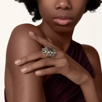 Panthere De Cartier Ring – Non-Rhodiumized White Gold, Tsavorite Garnets, Onyx – Cartier