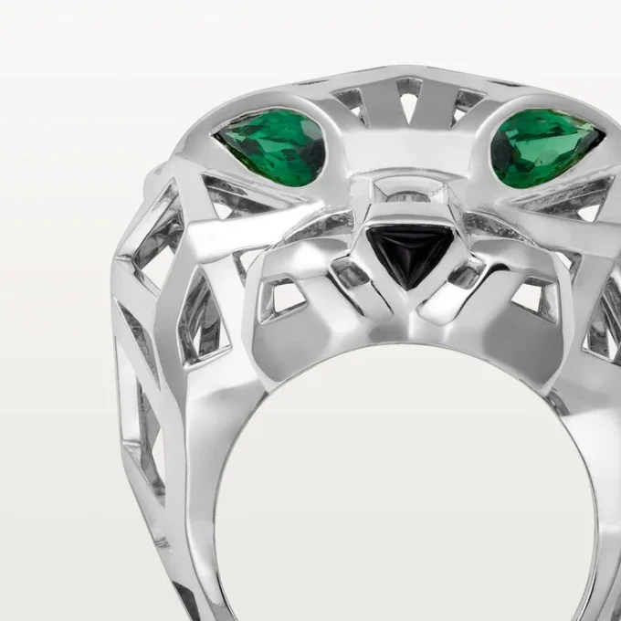Panthere De Cartier Ring – Non-Rhodiumized White Gold, Tsavorite Garnets, Onyx – Cartier