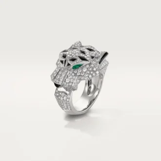 Panthere De Cartier Ring – White Gold, Diamonds, Emeralds, Onyx – Cartier Panthere De Cartier Ring – White Gold, Diamonds, Emeralds, Onyx – Cartier