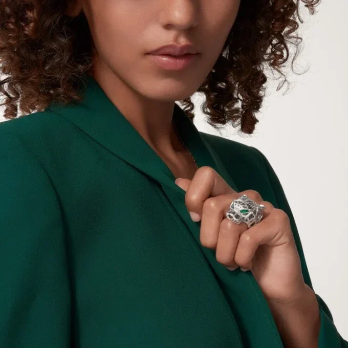 Panthere De Cartier Ring – White Gold, Emeralds, Onyx, Diamonds – Cartier Panthere De Cartier Ring – White Gold, Emeralds, Onyx, Diamonds – Cartier