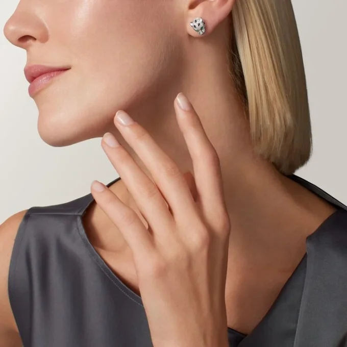 Panthere De Cartier Stud Earrings, Paved Panthere De Cartier Stud Earrings, Paved