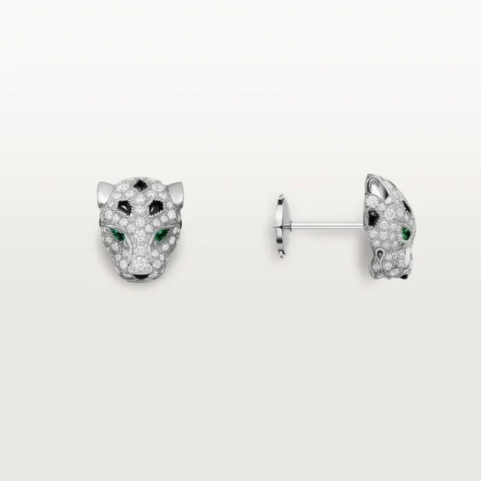 Panthere De Cartier Stud Earrings, Paved Panthere De Cartier Stud Earrings, Paved