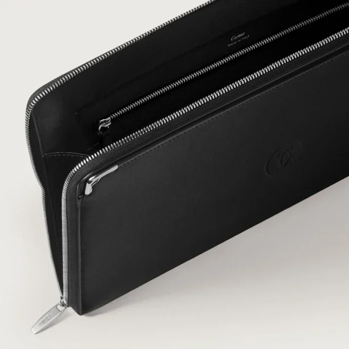 Portfolio, Must De Cartier – Black Calfskin, Palladium Finish – Cartier