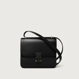 Shoulder Bag, Mini, Double C De Cartier – Black Calfskin, Gold and Black Enamel Finish – Cartier Shoulder Bag, Mini, Double C De Cartier – Black Calfskin, Gold and Black Enamel Finish – Cartier
