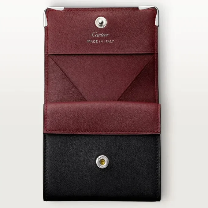 Square Coin Purse, Must De Cartier – Black Calfskin, Stainless Steel Finish – Cartier