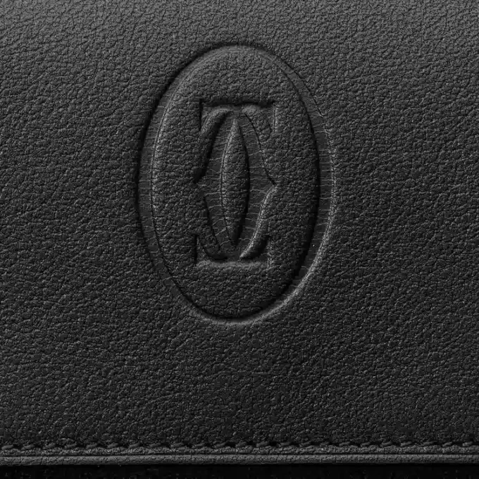 Square Coin Purse, Must De Cartier – Black Calfskin, Stainless Steel Finish – Cartier