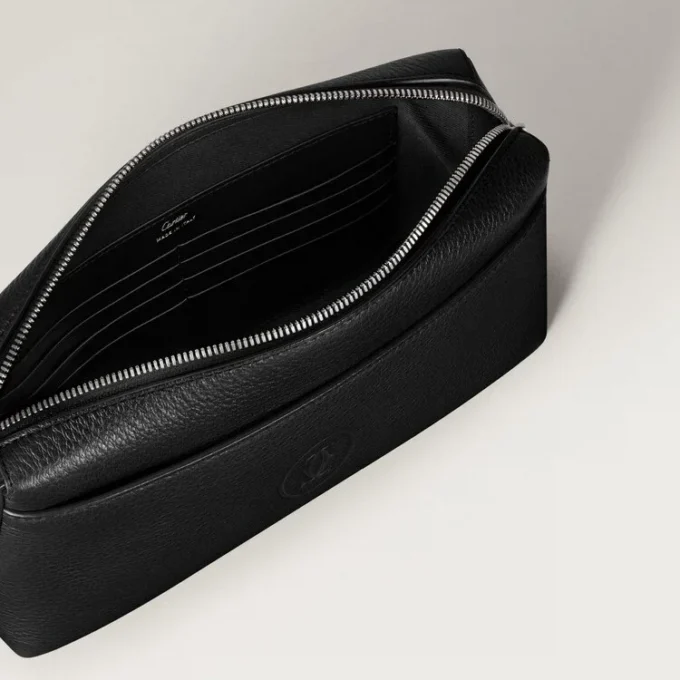 Square Pouch, Must De Cartier – Black Calfskin, Palladium Finish – Cartier