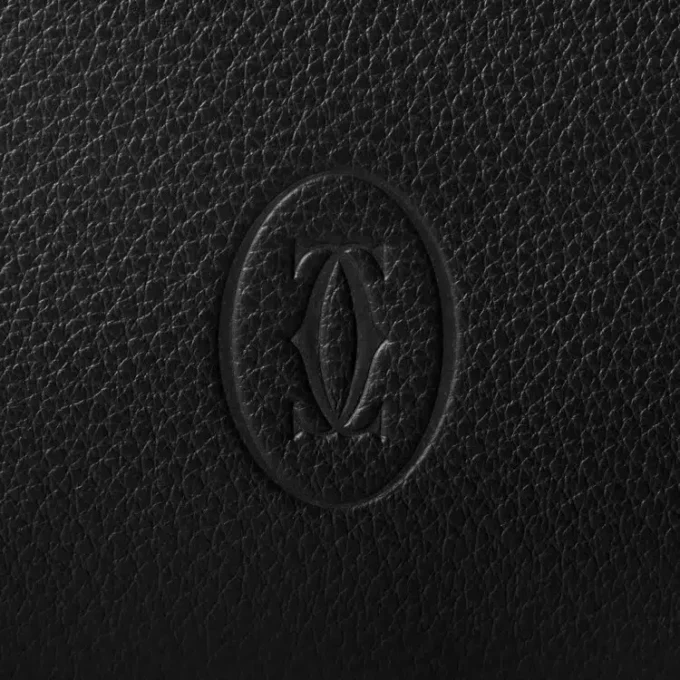 Square Pouch, Must De Cartier – Black Calfskin, Palladium Finish – Cartier