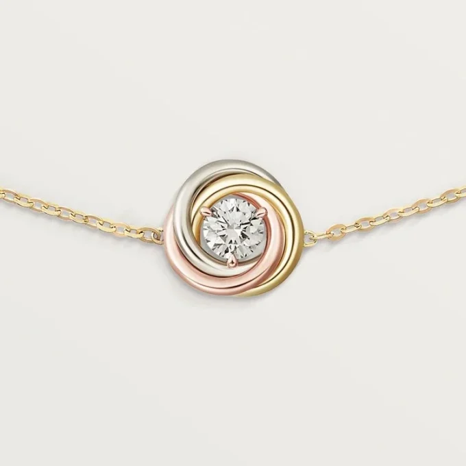 Trinity Bracelet, on Chain, 1 Diamond Trinity Bracelet, on Chain, 1 Diamond