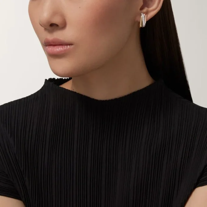 Trinity Earrings, Cushion-Shaped, Half-Paved Trinity Earrings, Cushion-Shaped, Half-Paved