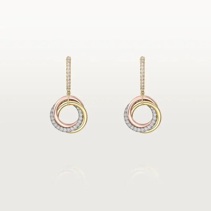 Trinity Earrings, Half-Paved Trinity Earrings, Half-Paved