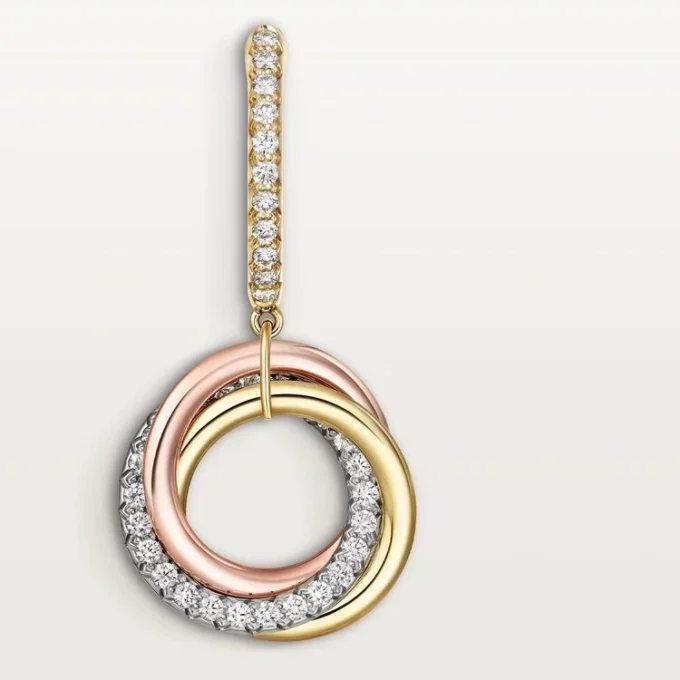 Trinity Earrings, Half-Paved Trinity Earrings, Half-Paved