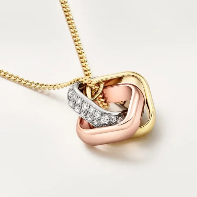 Trinity Pendant, Cushion-Shaped, Half-Paved Trinity Pendant, Cushion-Shaped, Half-Paved