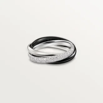 Trinity Ring, Ceramic, Small Model, Half-Paved Trinity Ring, Ceramic, Small Model, Half-Paved