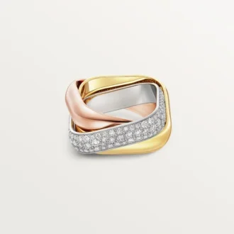 Trinity Ring, Cushion-Shaped, Large Model, Half-Paved Trinity Ring, Cushion-Shaped, Large Model, Half-Paved