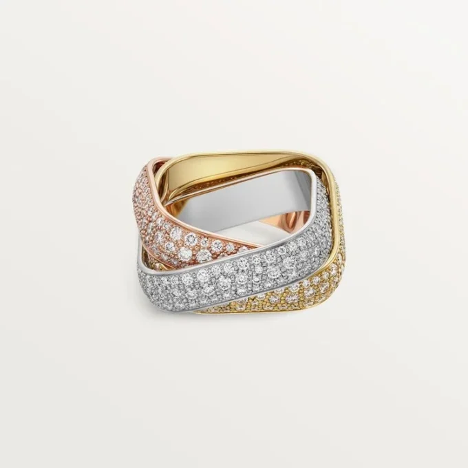 Trinity Ring, Cushion-Shaped, Large Model, Paved Trinity Ring, Cushion-Shaped, Large Model, Paved
