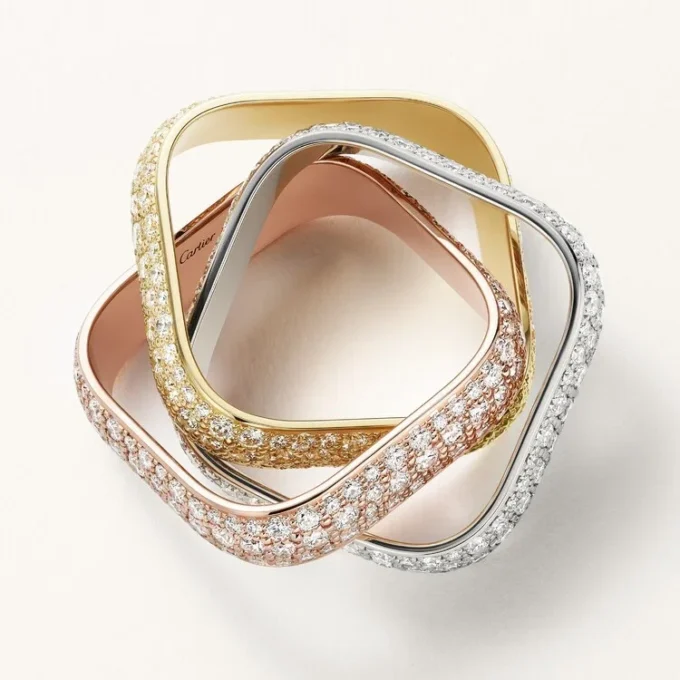 Trinity Ring, Cushion-Shaped, Large Model, Paved Trinity Ring, Cushion-Shaped, Large Model, Paved