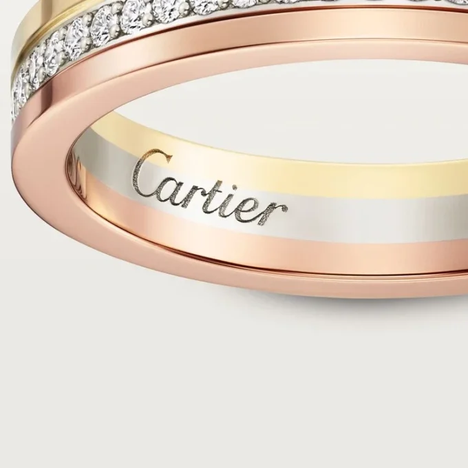Trinity Wedding Band – White Gold, Yellow Gold, Pink Gold, Diamonds – Cartier Trinity Wedding Band – White Gold, Yellow Gold, Pink Gold, Diamonds – Cartier